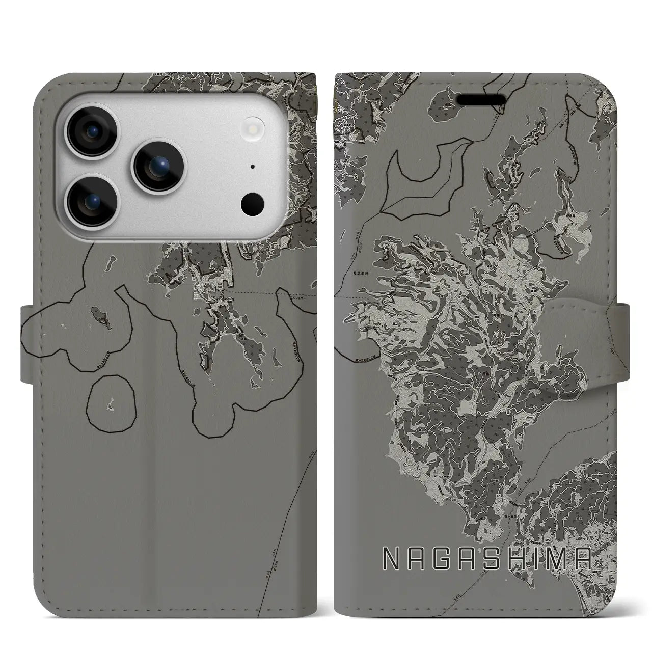 【長島(鹿児島県)】地図柄iPhoneケース(手帳タイプ)