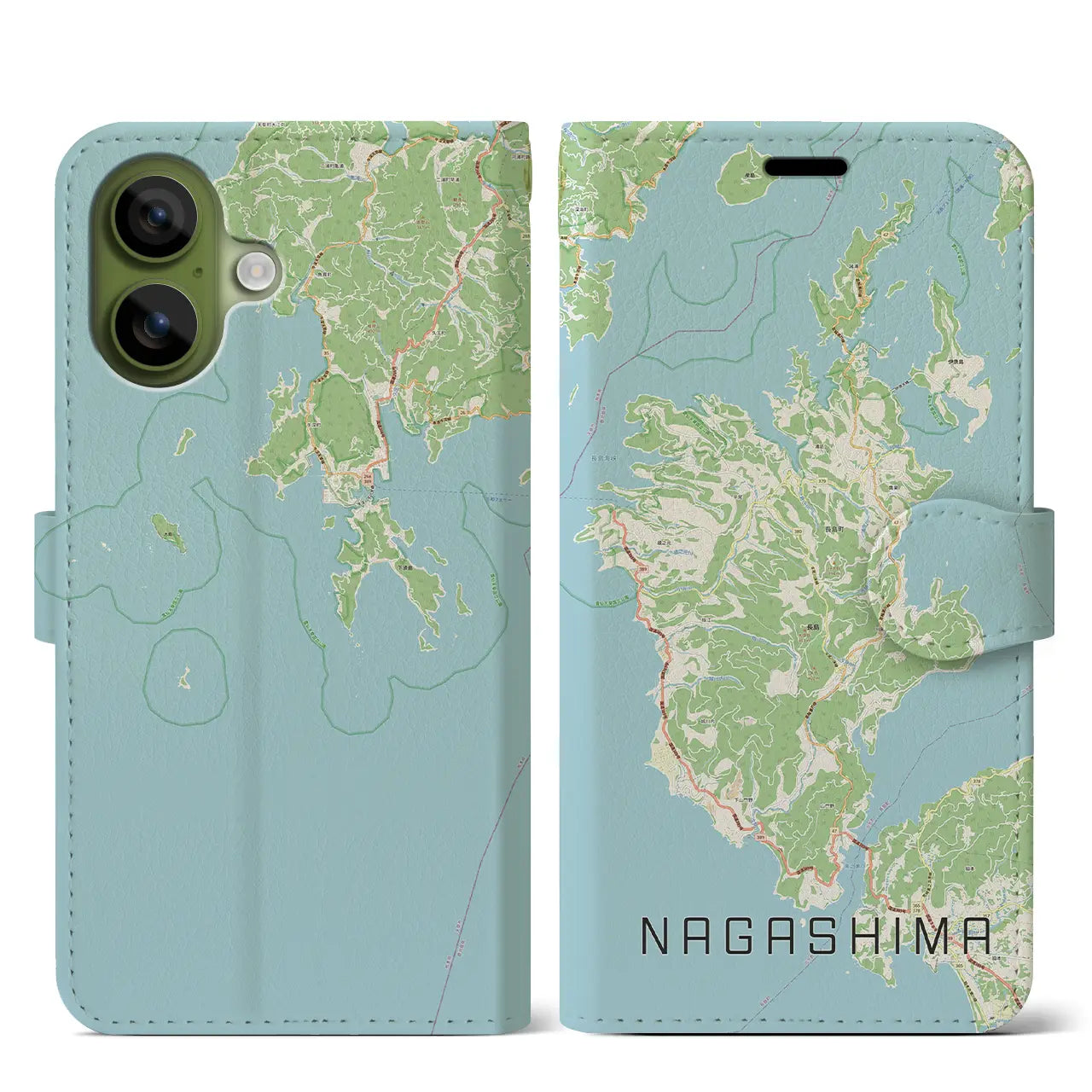 【長島(鹿児島県)】地図柄iPhoneケース(手帳タイプ)