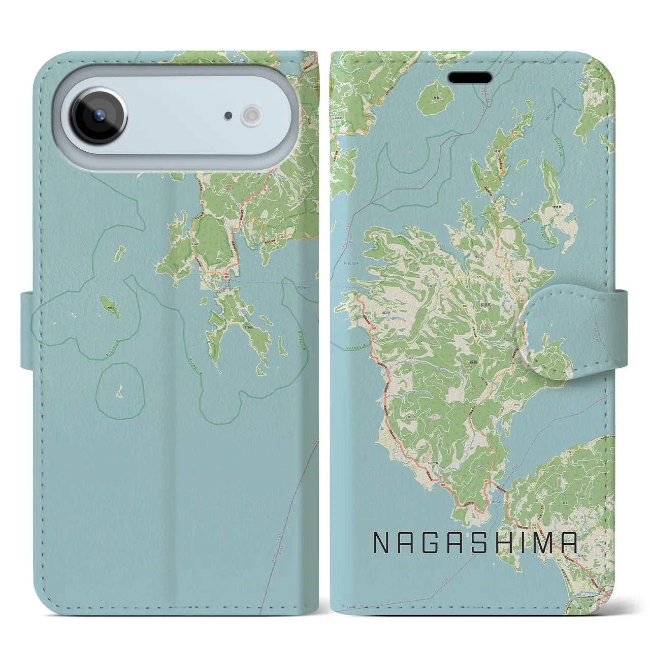 【長島(鹿児島県)】地図柄iPhoneケース(手帳タイプ)