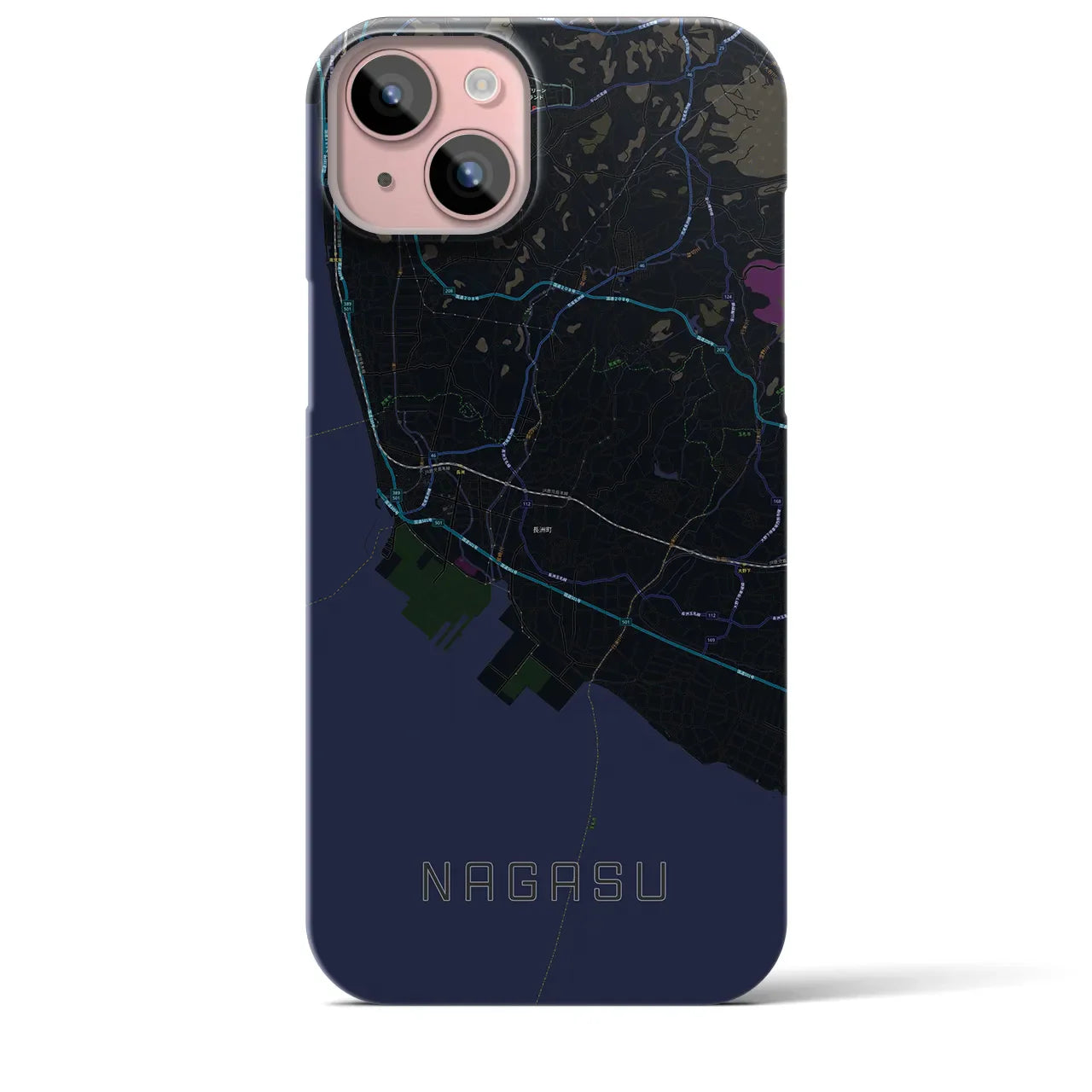 【長洲(熊本県)】地図柄iPhoneケース(バックカバータイプ)