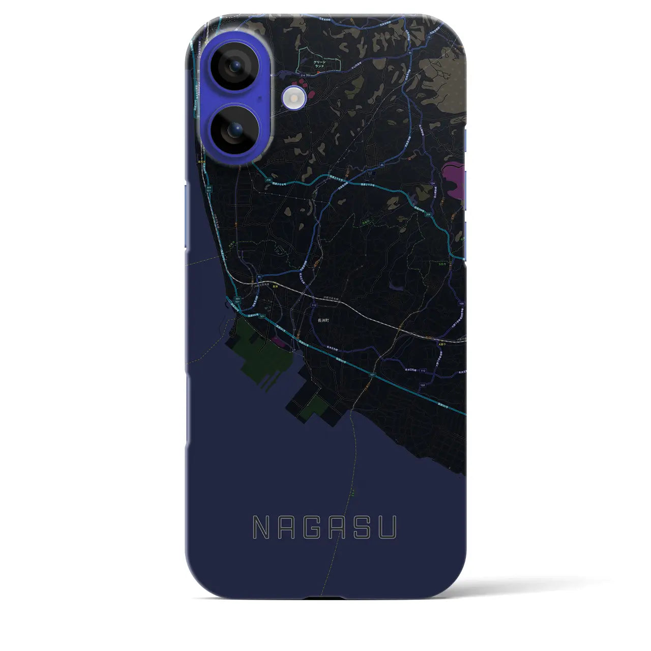 【長洲(熊本県)】地図柄iPhoneケース(バックカバータイプ)