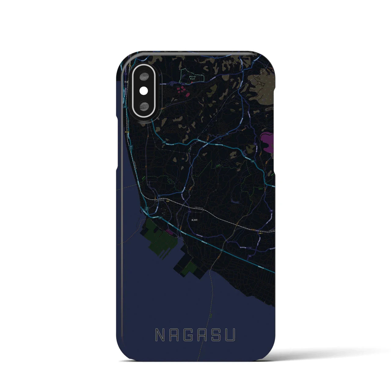 【長洲(熊本県)】地図柄iPhoneケース(バックカバータイプ)