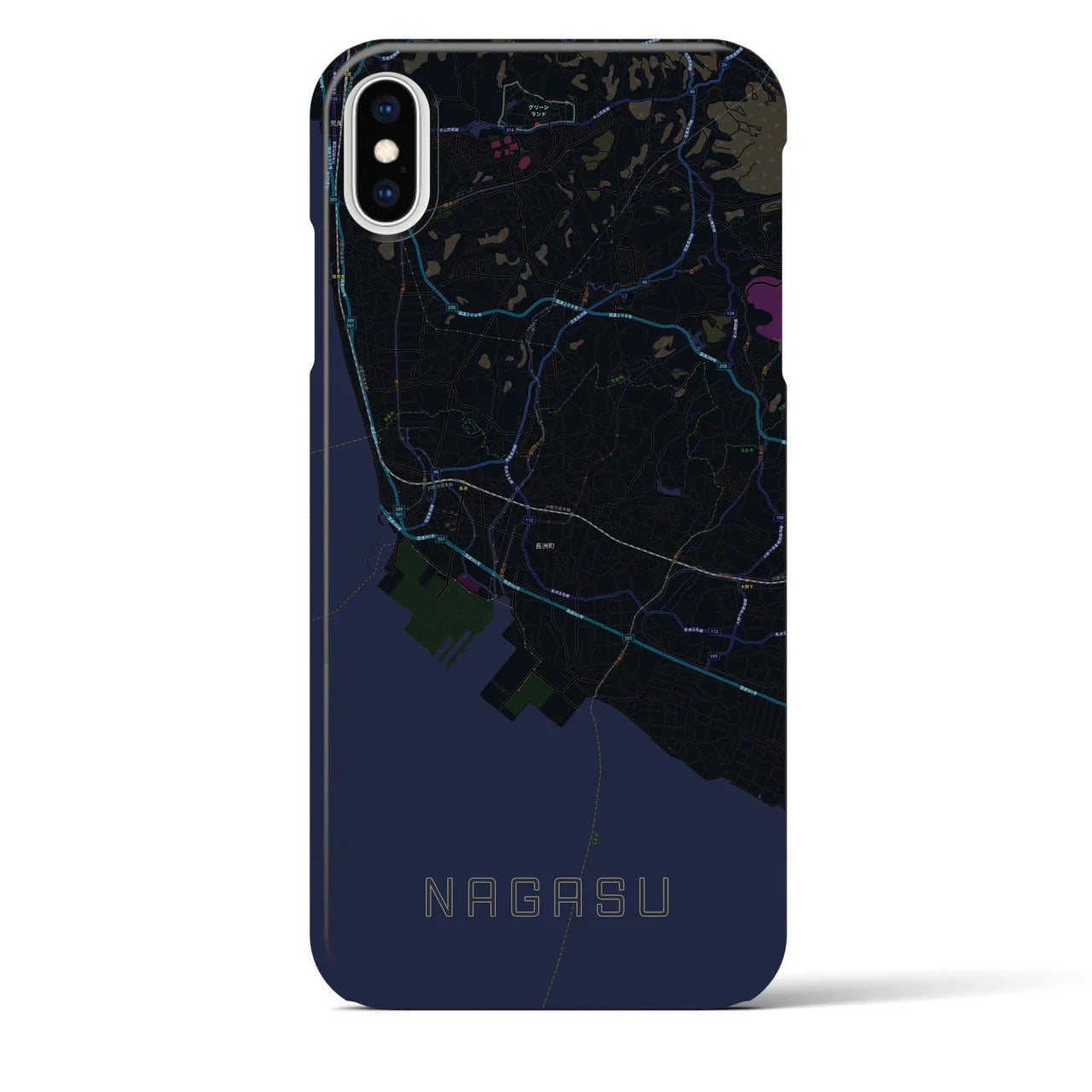 【長洲(熊本県)】地図柄iPhoneケース(バックカバータイプ)