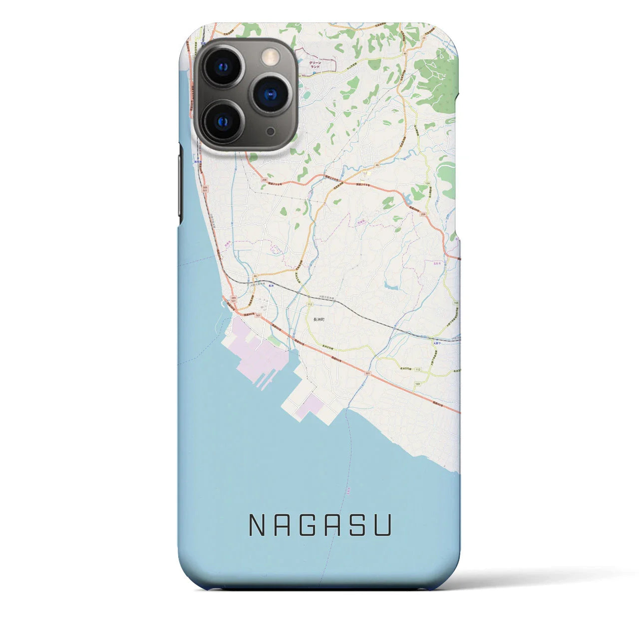 【長洲(熊本県)】地図柄iPhoneケース(バックカバータイプ)