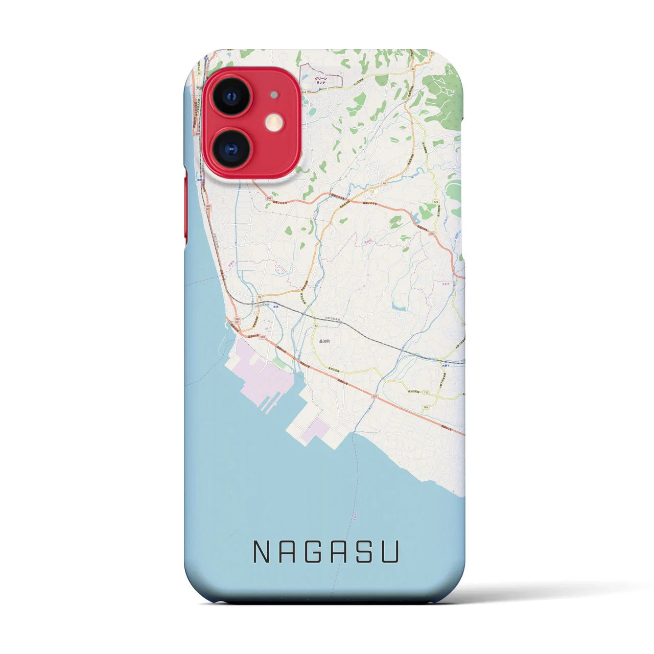 【長洲(熊本県)】地図柄iPhoneケース(バックカバータイプ)