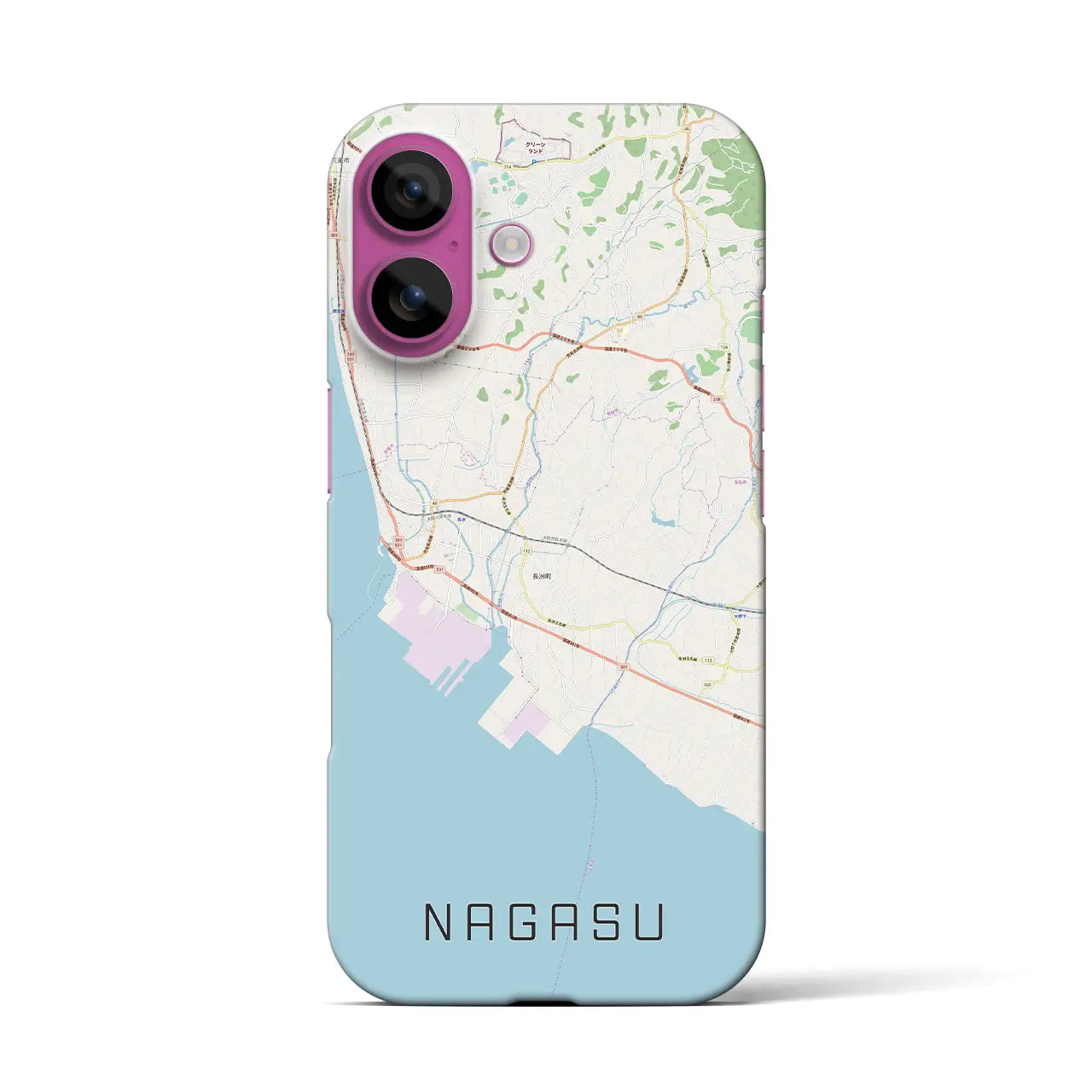 【長洲(熊本県)】地図柄iPhoneケース(バックカバータイプ)