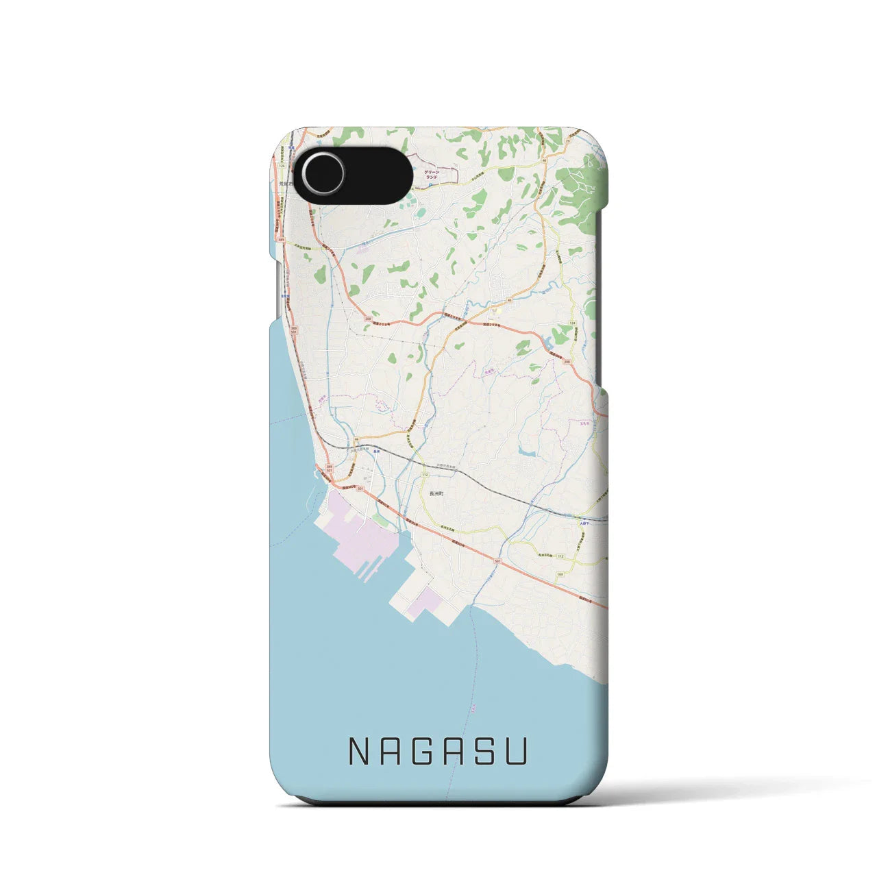 【長洲(熊本県)】地図柄iPhoneケース(バックカバータイプ)