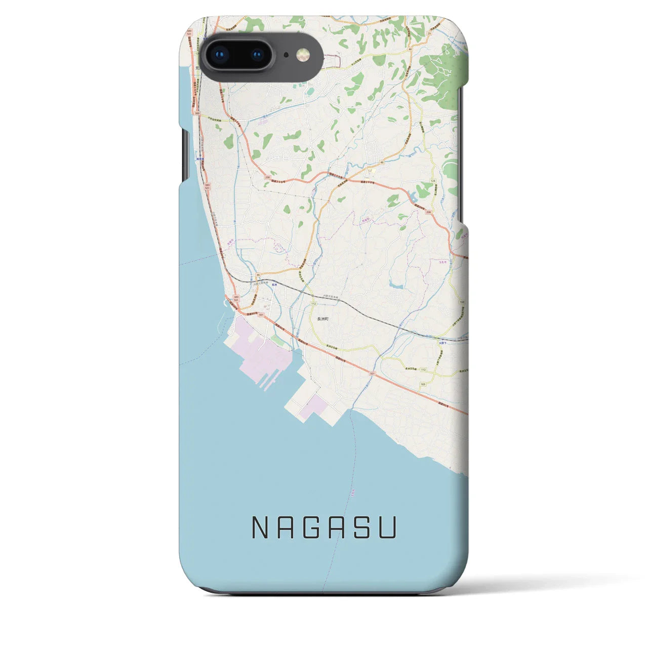 【長洲(熊本県)】地図柄iPhoneケース(バックカバータイプ)