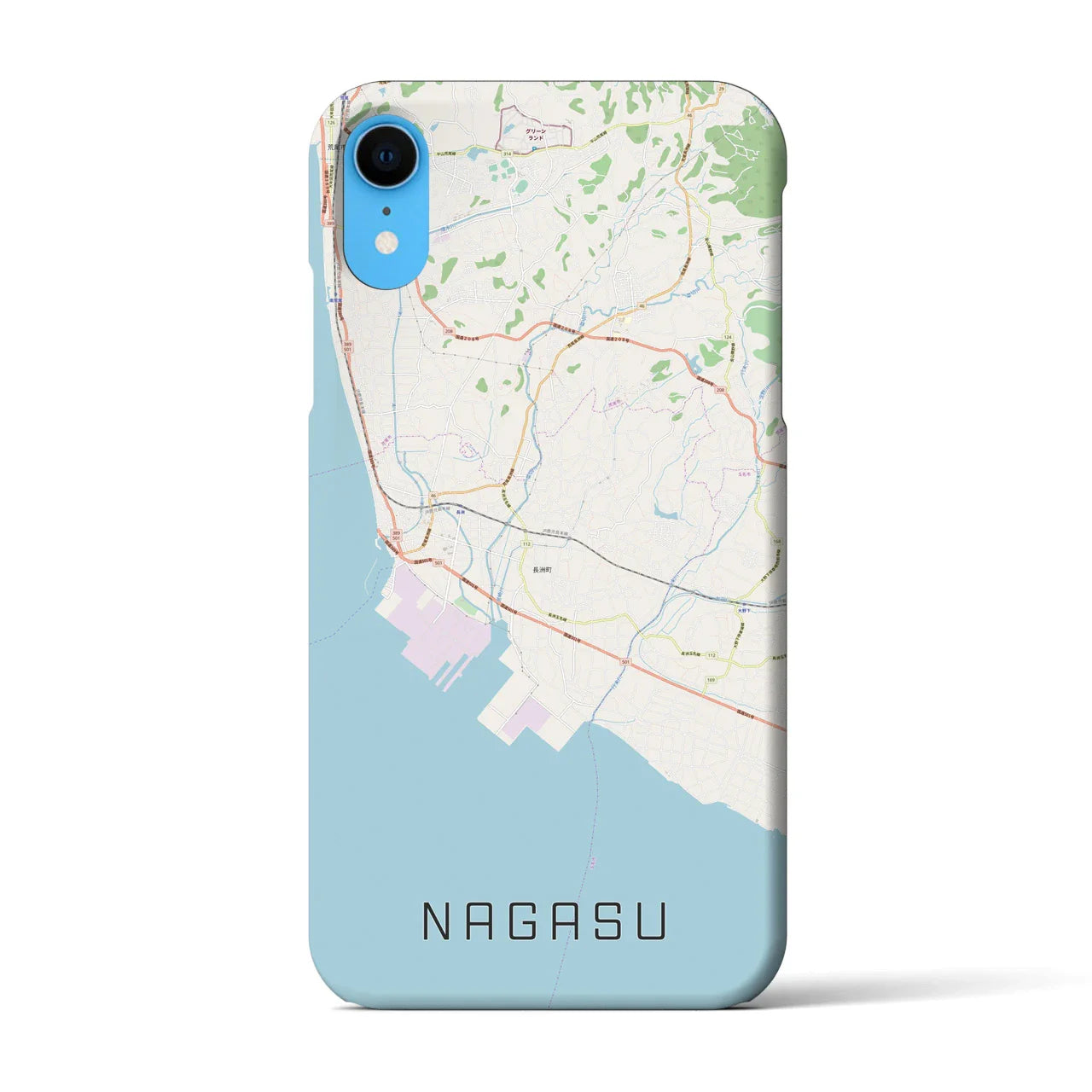 【長洲(熊本県)】地図柄iPhoneケース(バックカバータイプ)