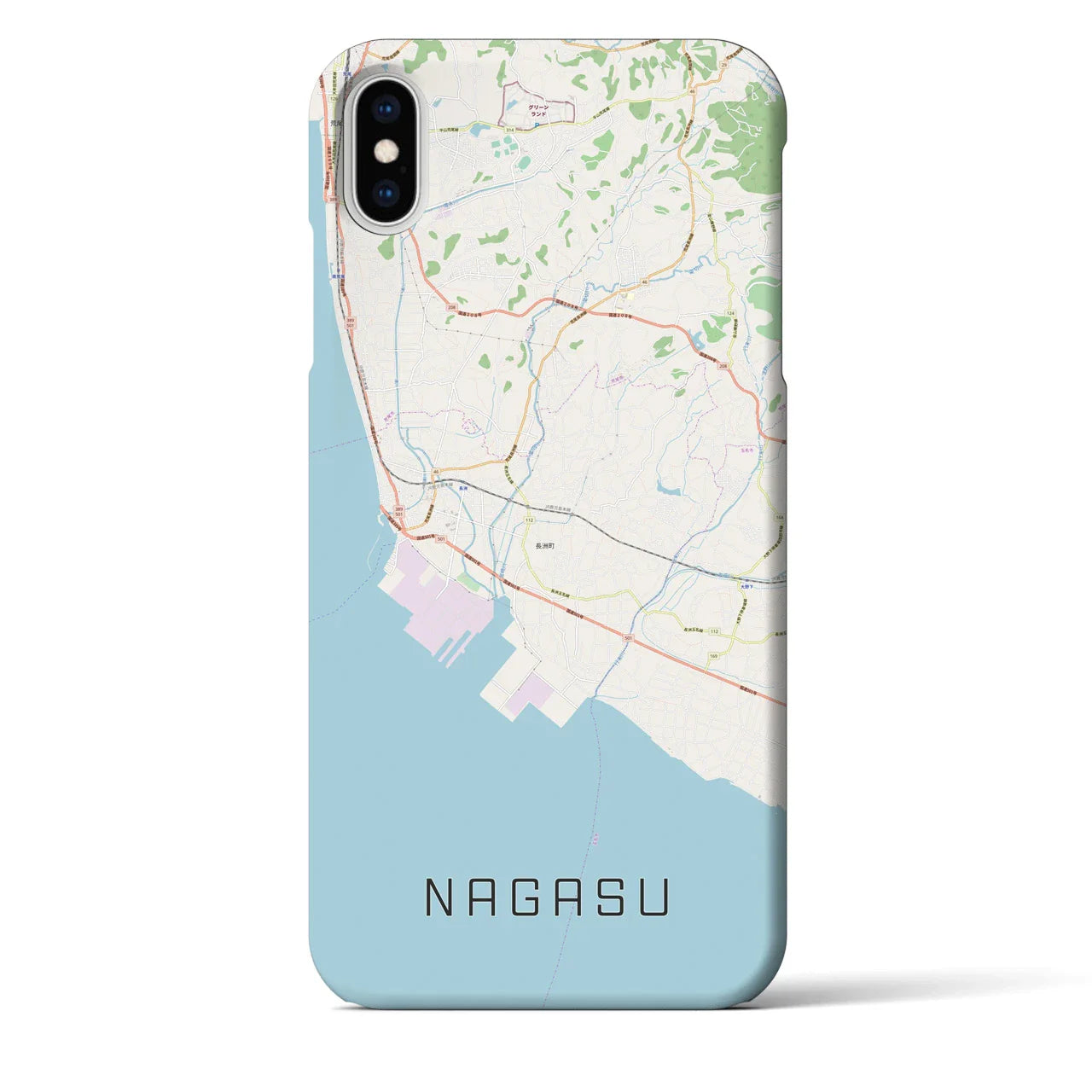 【長洲(熊本県)】地図柄iPhoneケース(バックカバータイプ)