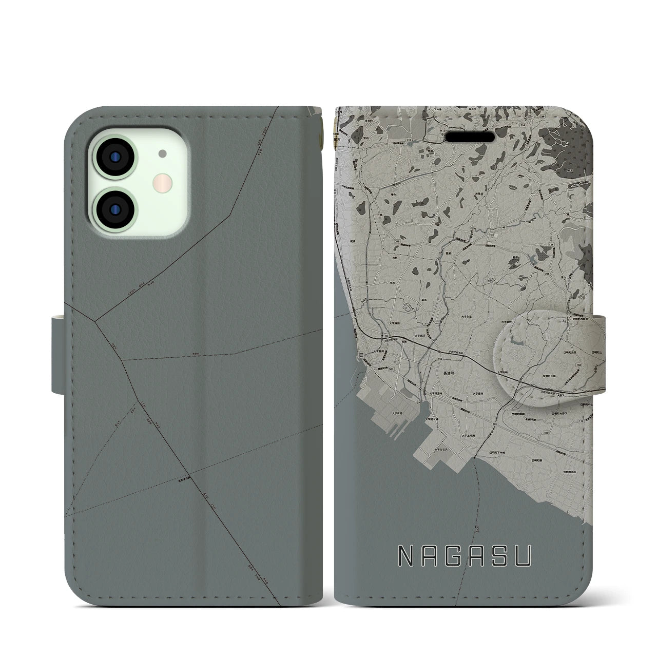 【長洲(熊本県)】地図柄iPhoneケース(手帳タイプ)