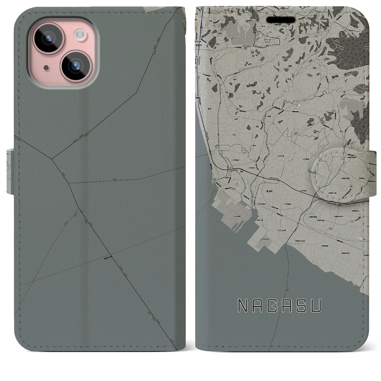 【長洲(熊本県)】地図柄iPhoneケース(手帳タイプ)