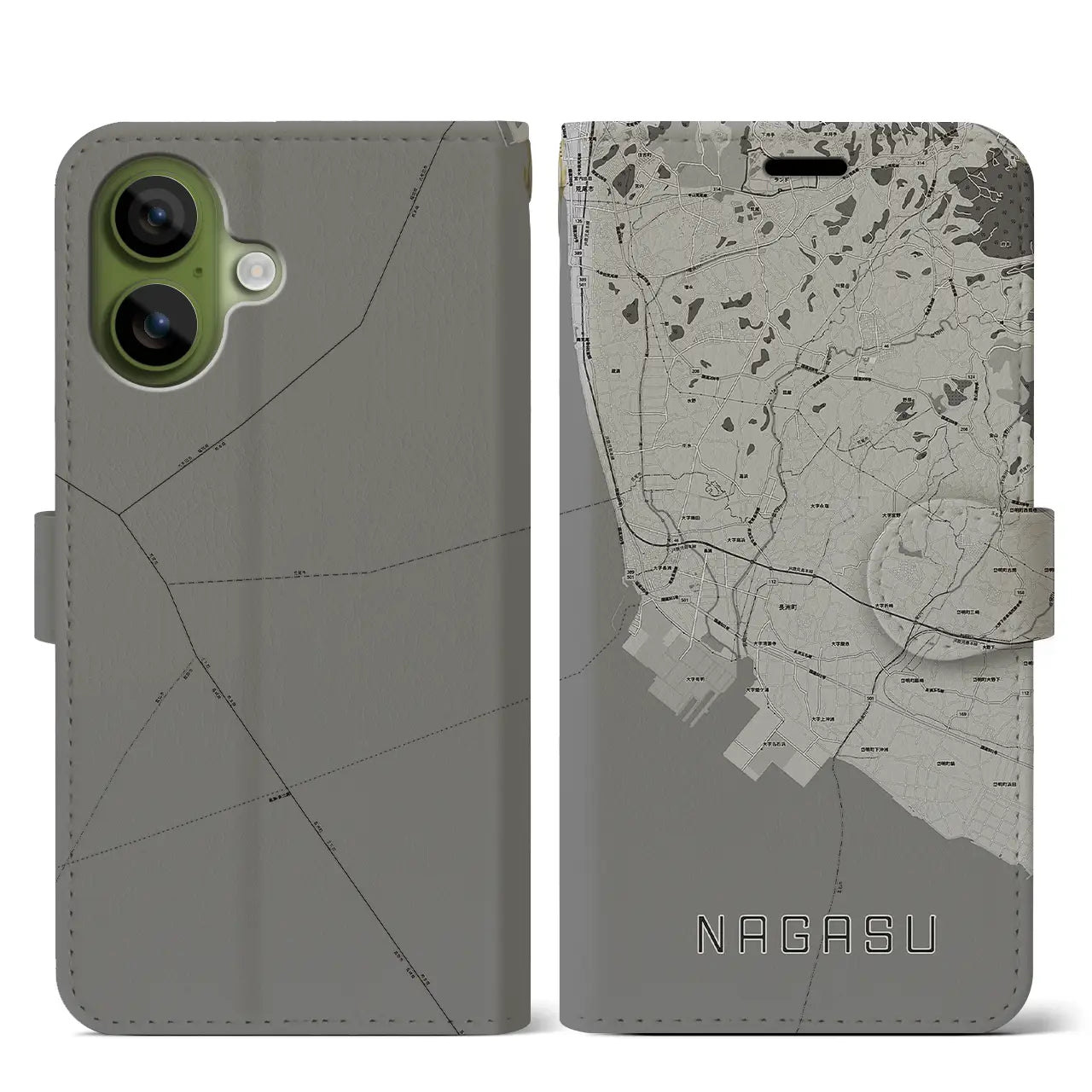 【長洲(熊本県)】地図柄iPhoneケース(手帳タイプ)