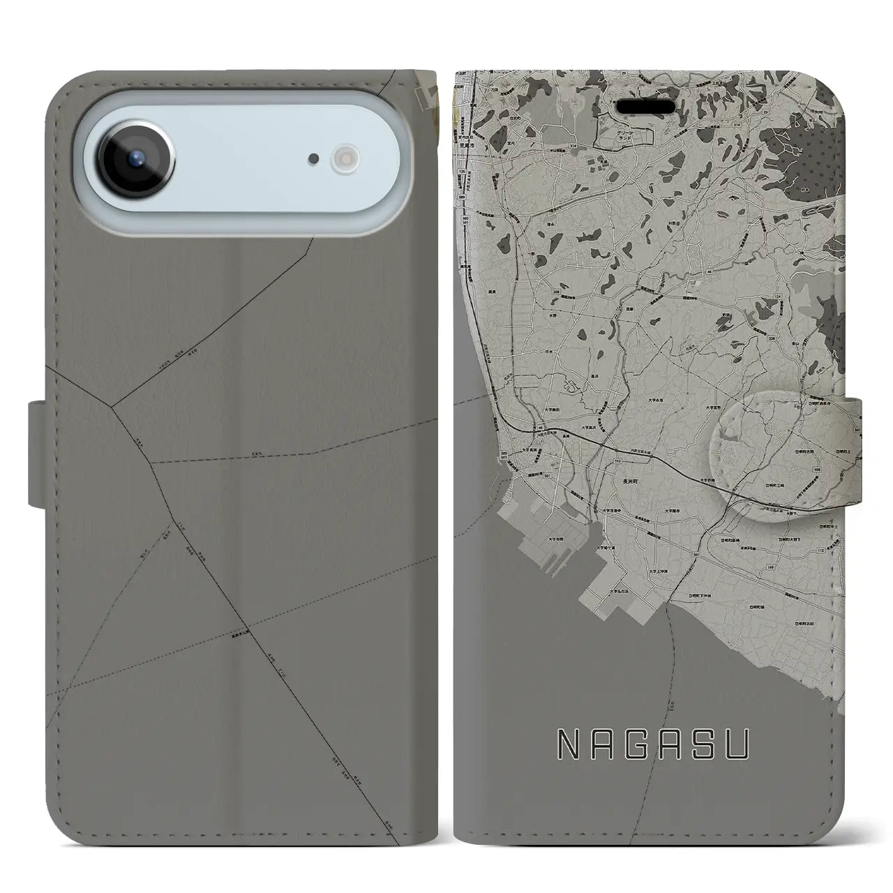 【長洲(熊本県)】地図柄iPhoneケース(手帳タイプ)