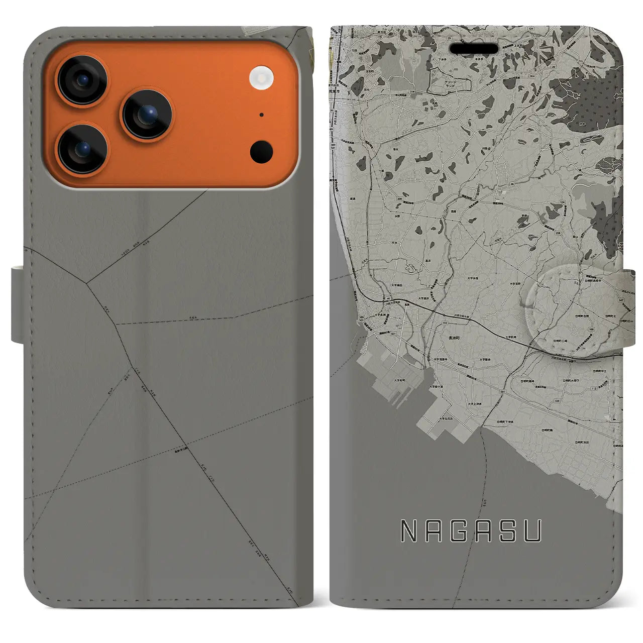 【長洲(熊本県)】地図柄iPhoneケース(手帳タイプ)