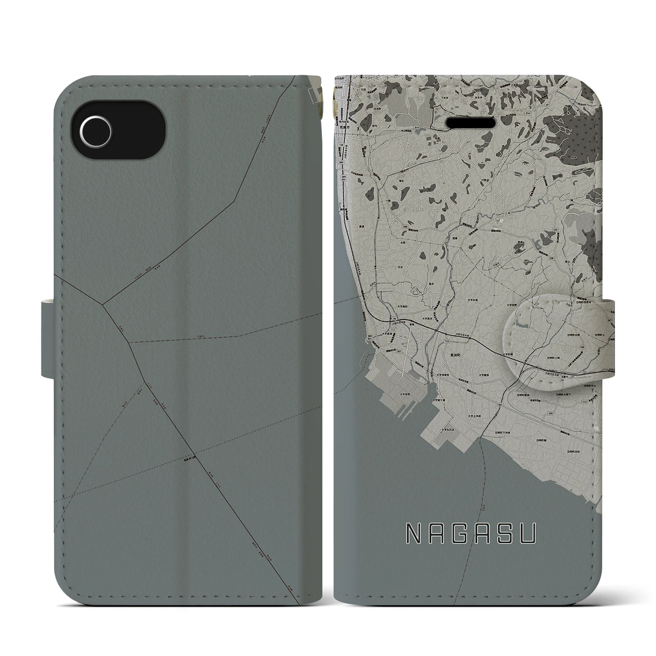 【長洲(熊本県)】地図柄iPhoneケース(手帳タイプ)