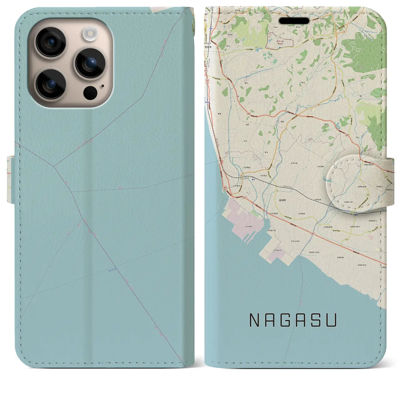 【長洲(熊本県)】地図柄iPhoneケース(手帳タイプ)