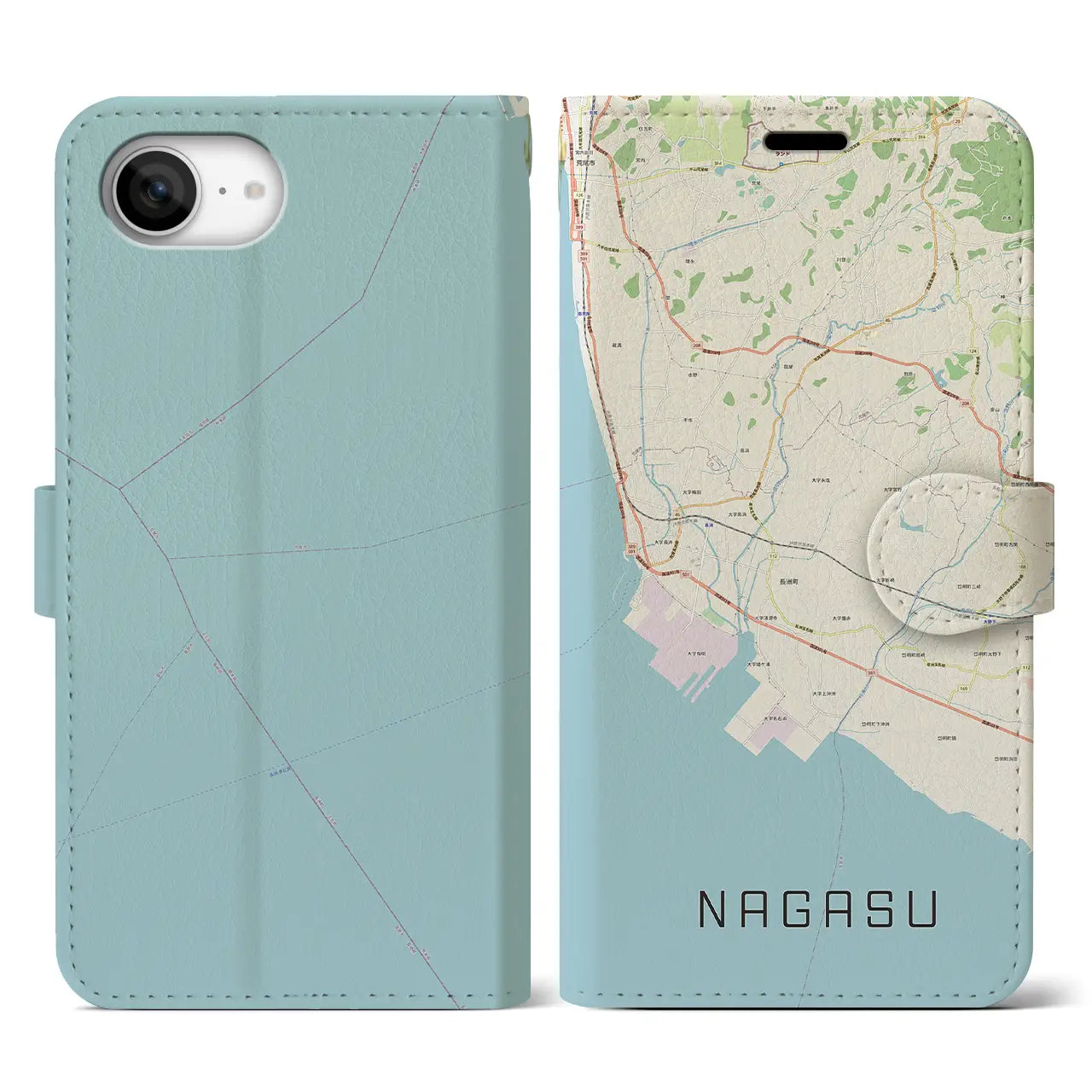 【長洲(熊本県)】地図柄iPhoneケース(手帳タイプ)