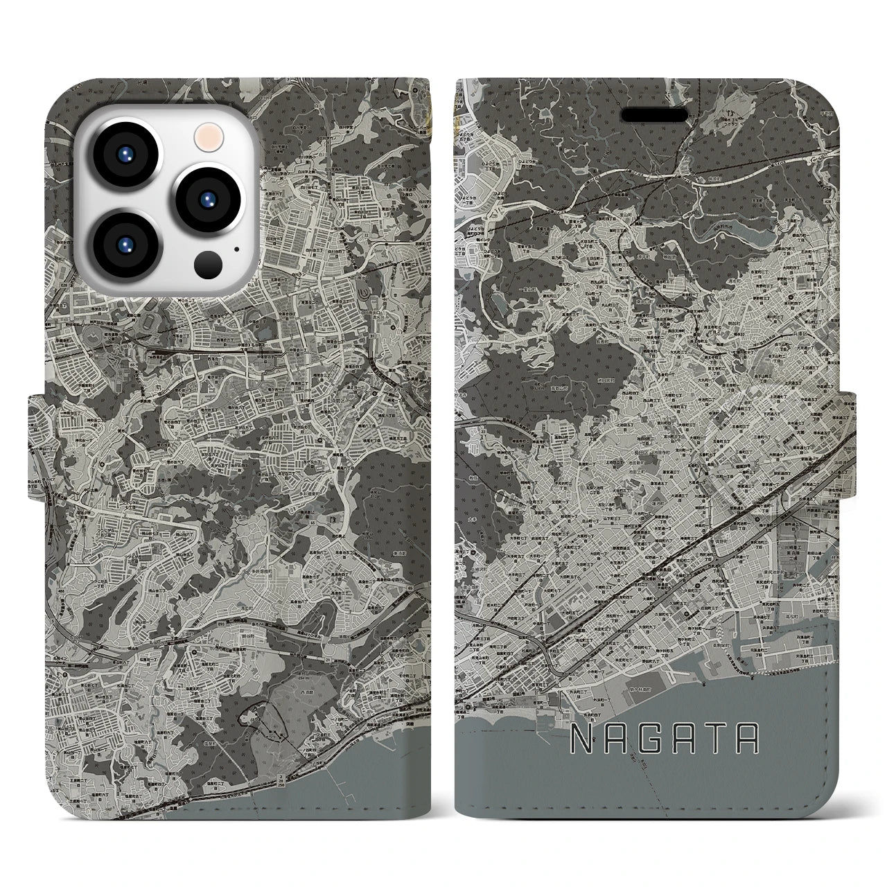 【長田(兵庫県)】地図柄iPhoneケース(手帳タイプ)