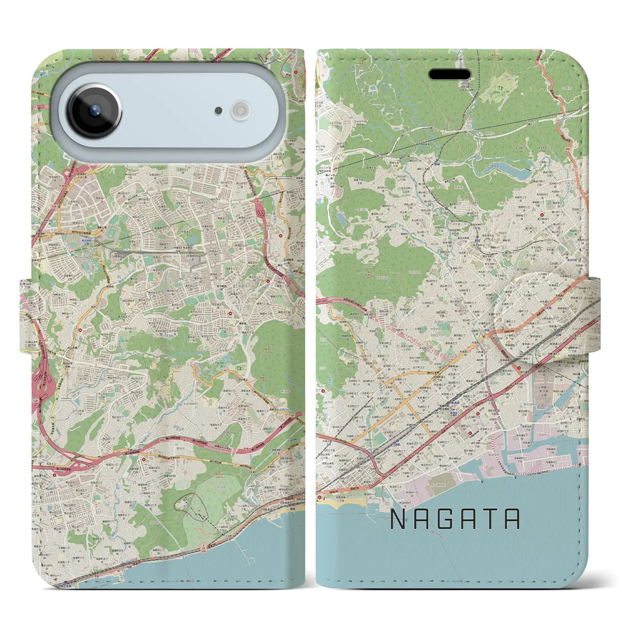 【長田(兵庫県)】地図柄iPhoneケース(手帳タイプ)