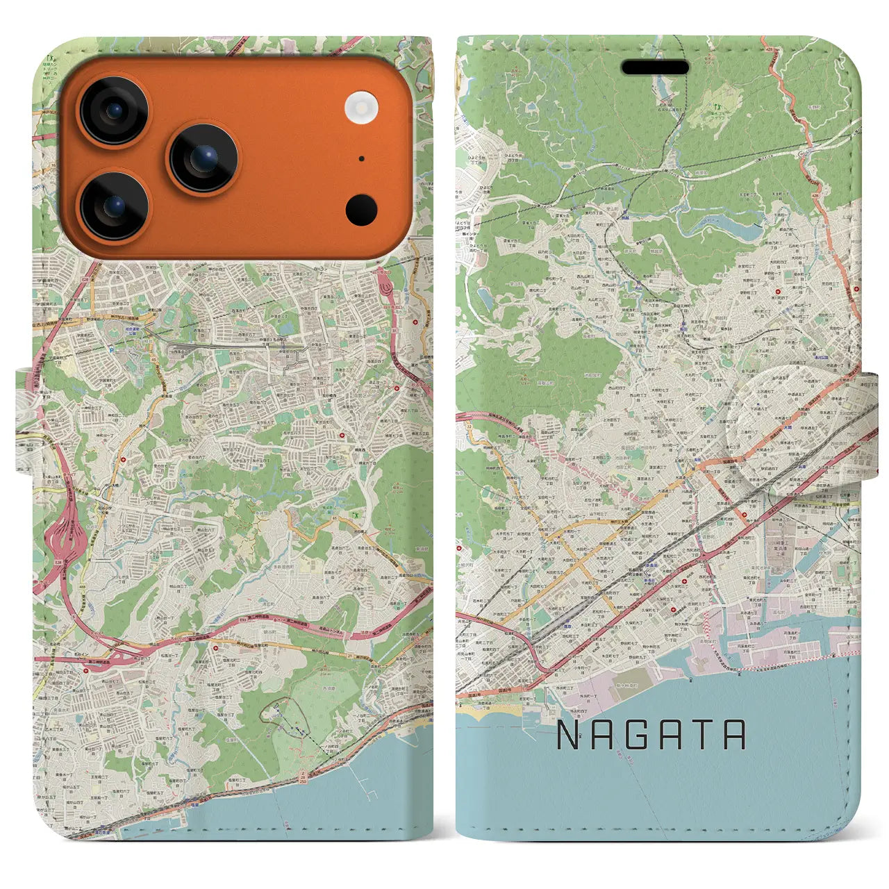 【長田(兵庫県)】地図柄iPhoneケース(手帳タイプ)