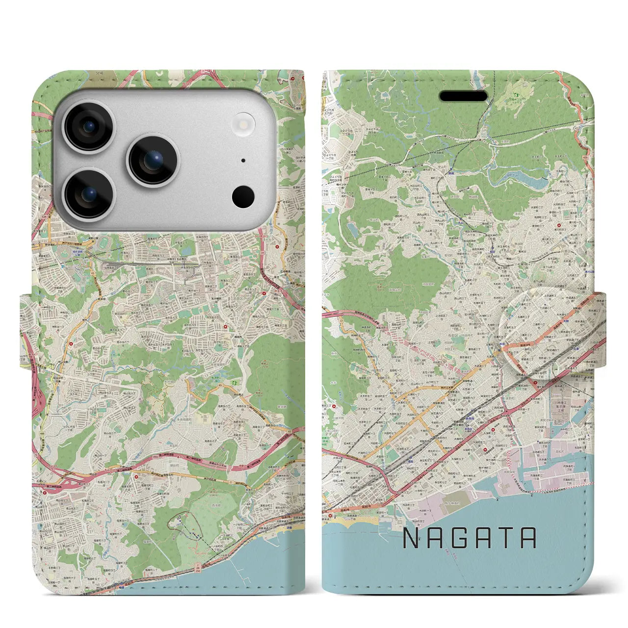 【長田(兵庫県)】地図柄iPhoneケース(手帳タイプ)