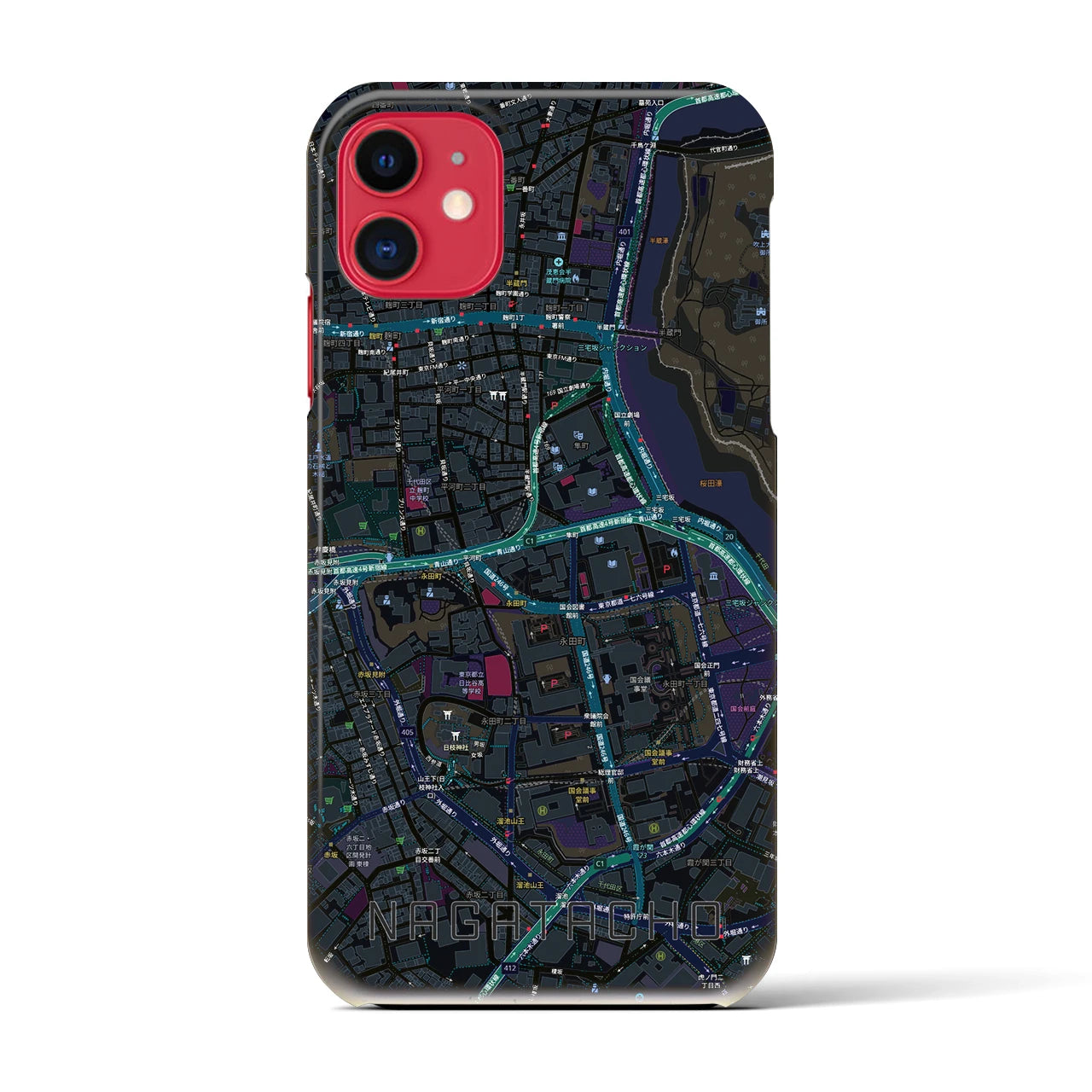 【永田町(東京都)】地図柄iPhoneケース(バックカバータイプ)
