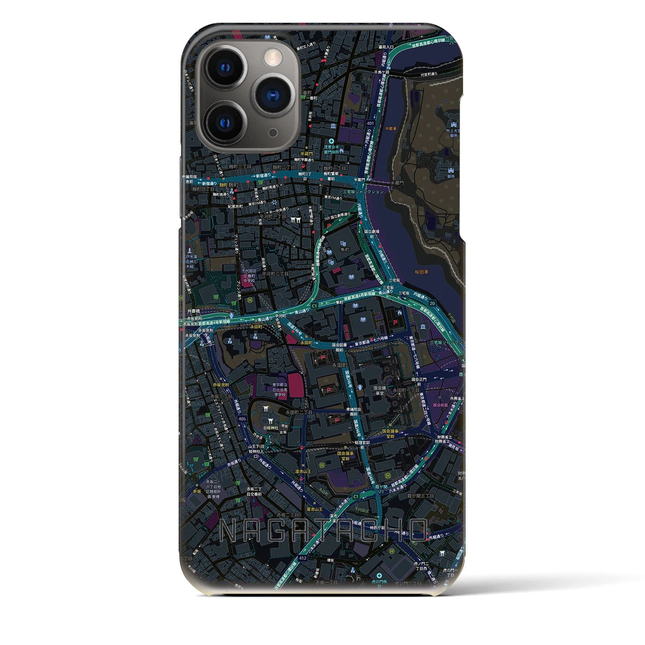 【永田町(東京都)】地図柄iPhoneケース(バックカバータイプ)