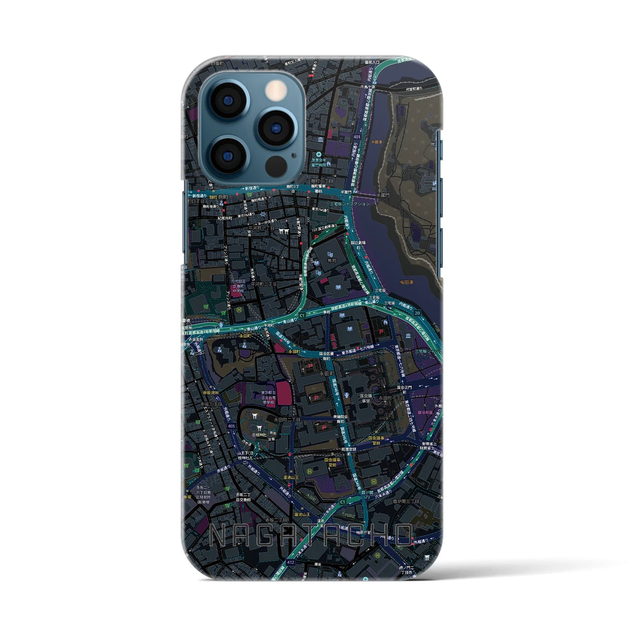 【永田町(東京都)】地図柄iPhoneケース(バックカバータイプ)