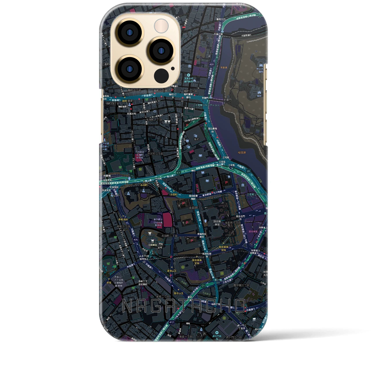 【永田町(東京都)】地図柄iPhoneケース(バックカバータイプ)