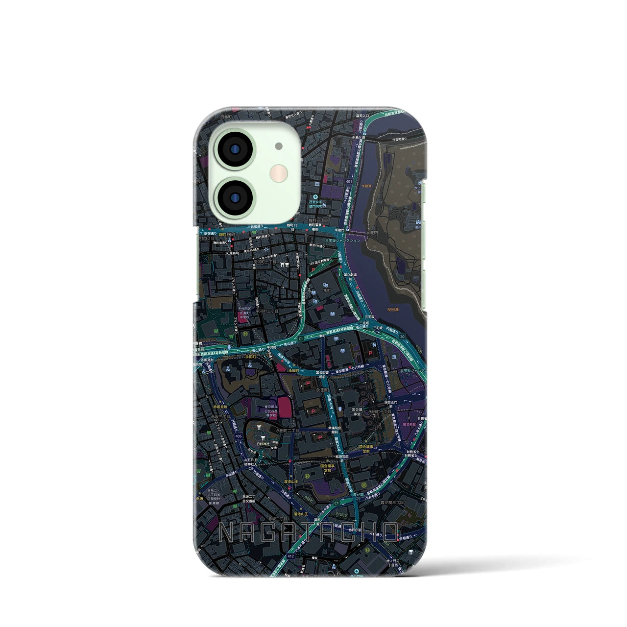 【永田町(東京都)】地図柄iPhoneケース(バックカバータイプ)