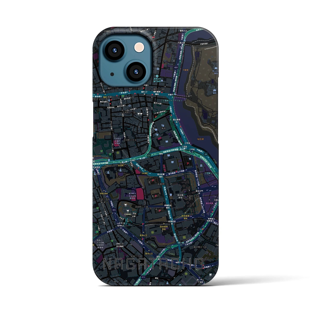 【永田町(東京都)】地図柄iPhoneケース(バックカバータイプ)