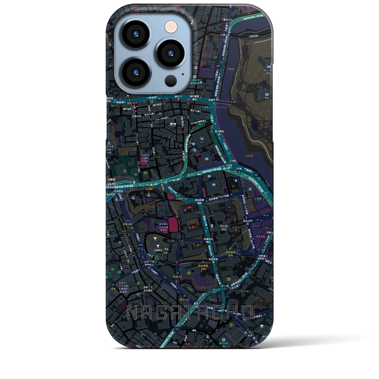 【永田町(東京都)】地図柄iPhoneケース(バックカバータイプ)