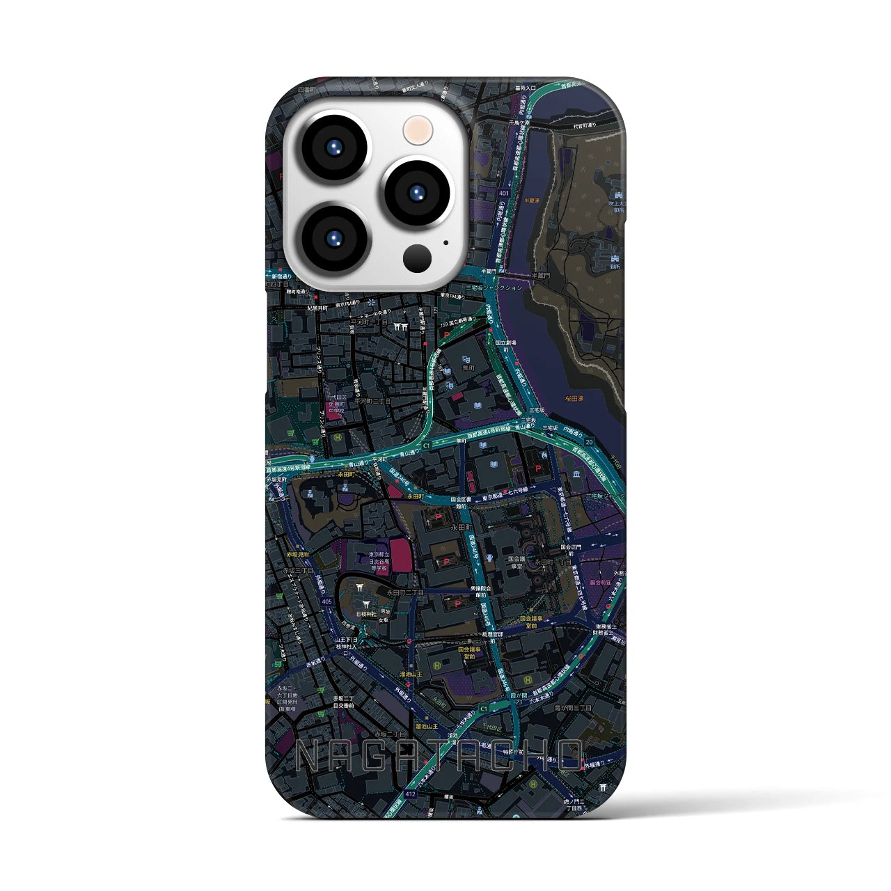 【永田町(東京都)】地図柄iPhoneケース(バックカバータイプ)
