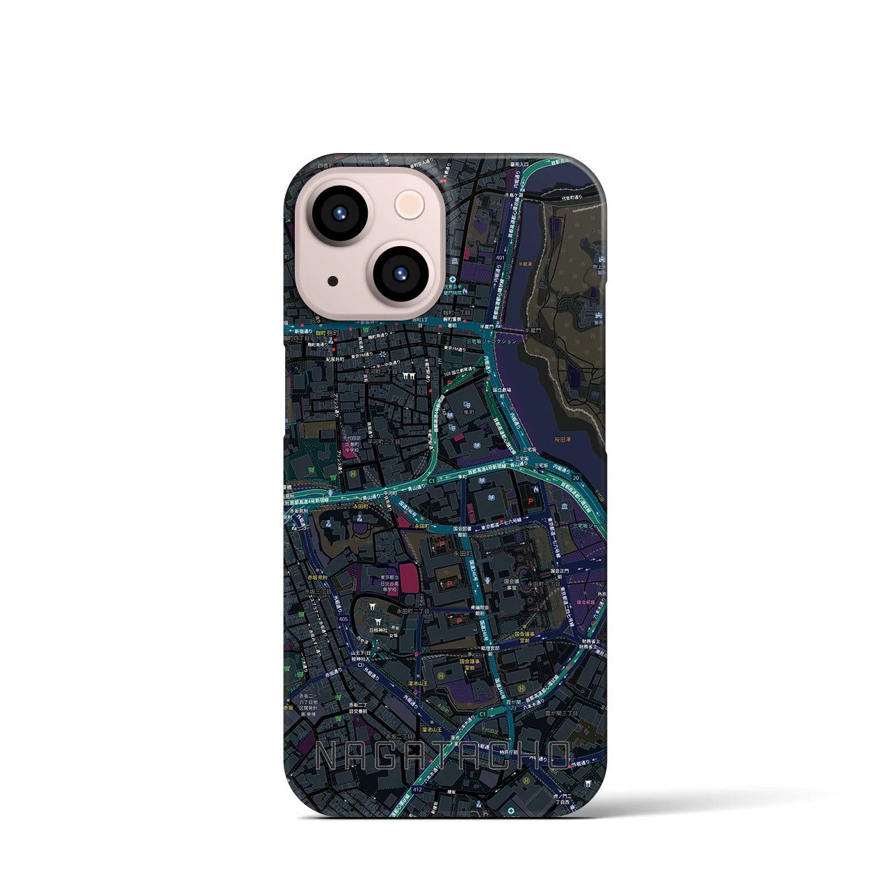 【永田町(東京都)】地図柄iPhoneケース(バックカバータイプ)