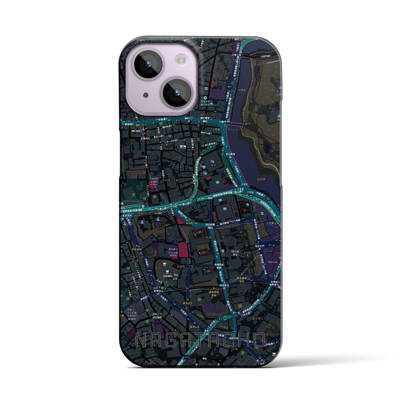 【永田町(東京都)】地図柄iPhoneケース(バックカバータイプ)