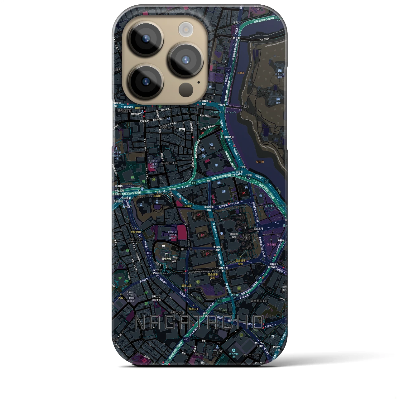 【永田町(東京都)】地図柄iPhoneケース(バックカバータイプ)