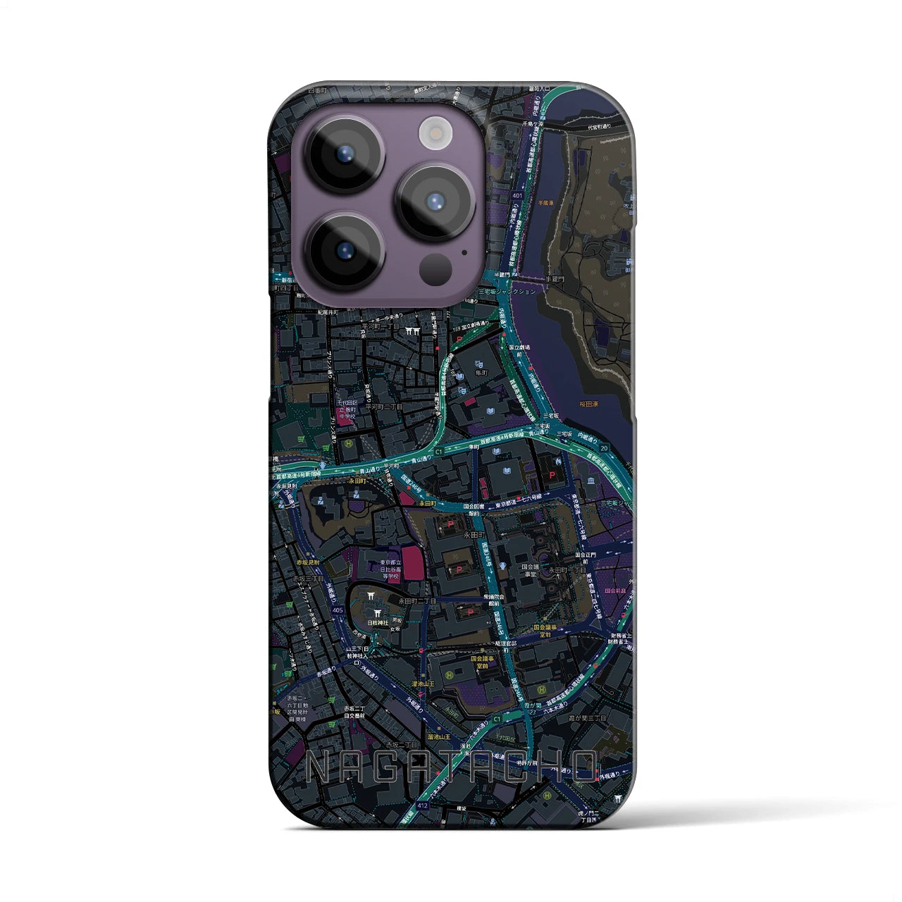 【永田町(東京都)】地図柄iPhoneケース(バックカバータイプ)
