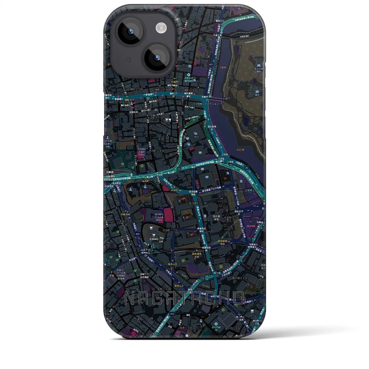 【永田町(東京都)】地図柄iPhoneケース(バックカバータイプ)