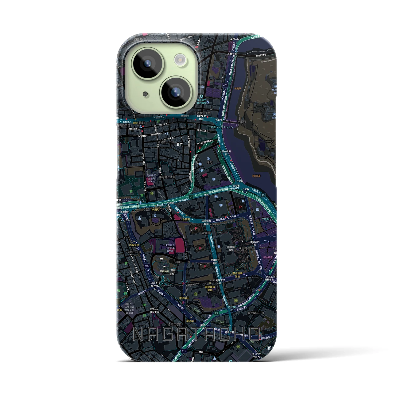 【永田町(東京都)】地図柄iPhoneケース(バックカバータイプ)