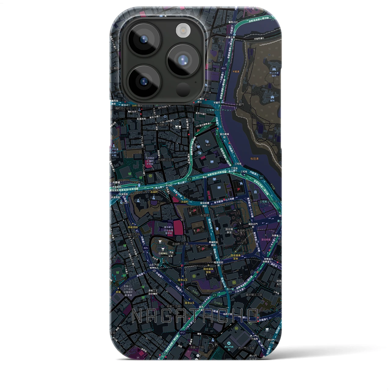 【永田町(東京都)】地図柄iPhoneケース(バックカバータイプ)