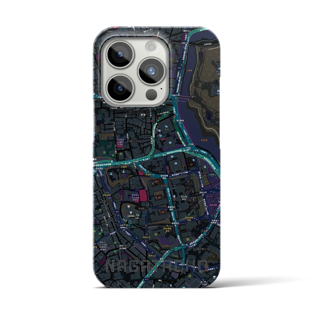 【永田町(東京都)】地図柄iPhoneケース(バックカバータイプ)