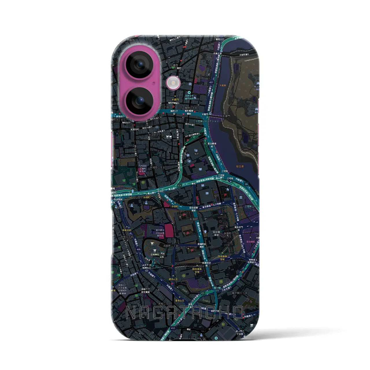 【永田町(東京都)】地図柄iPhoneケース(バックカバータイプ)