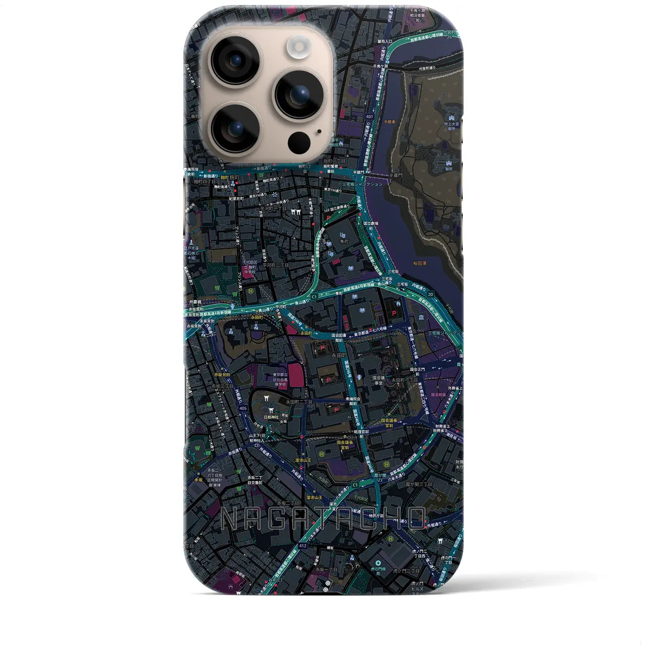 【永田町(東京都)】地図柄iPhoneケース(バックカバータイプ)