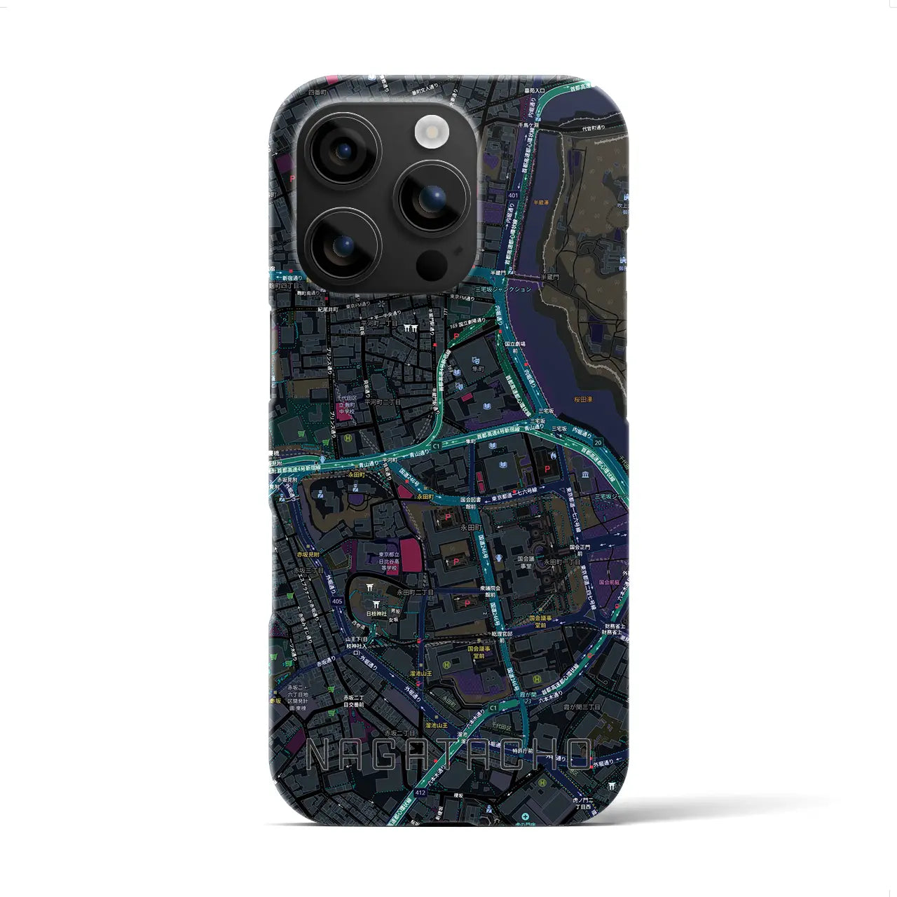 【永田町(東京都)】地図柄iPhoneケース(バックカバータイプ)