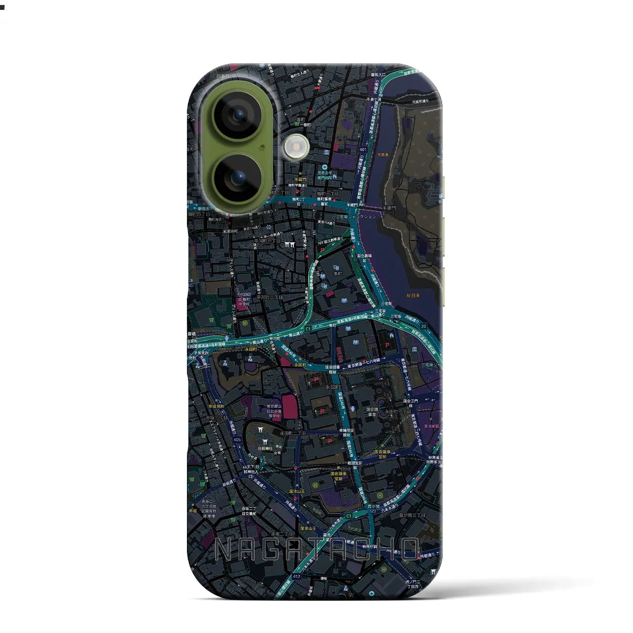 【永田町(東京都)】地図柄iPhoneケース(バックカバータイプ)
