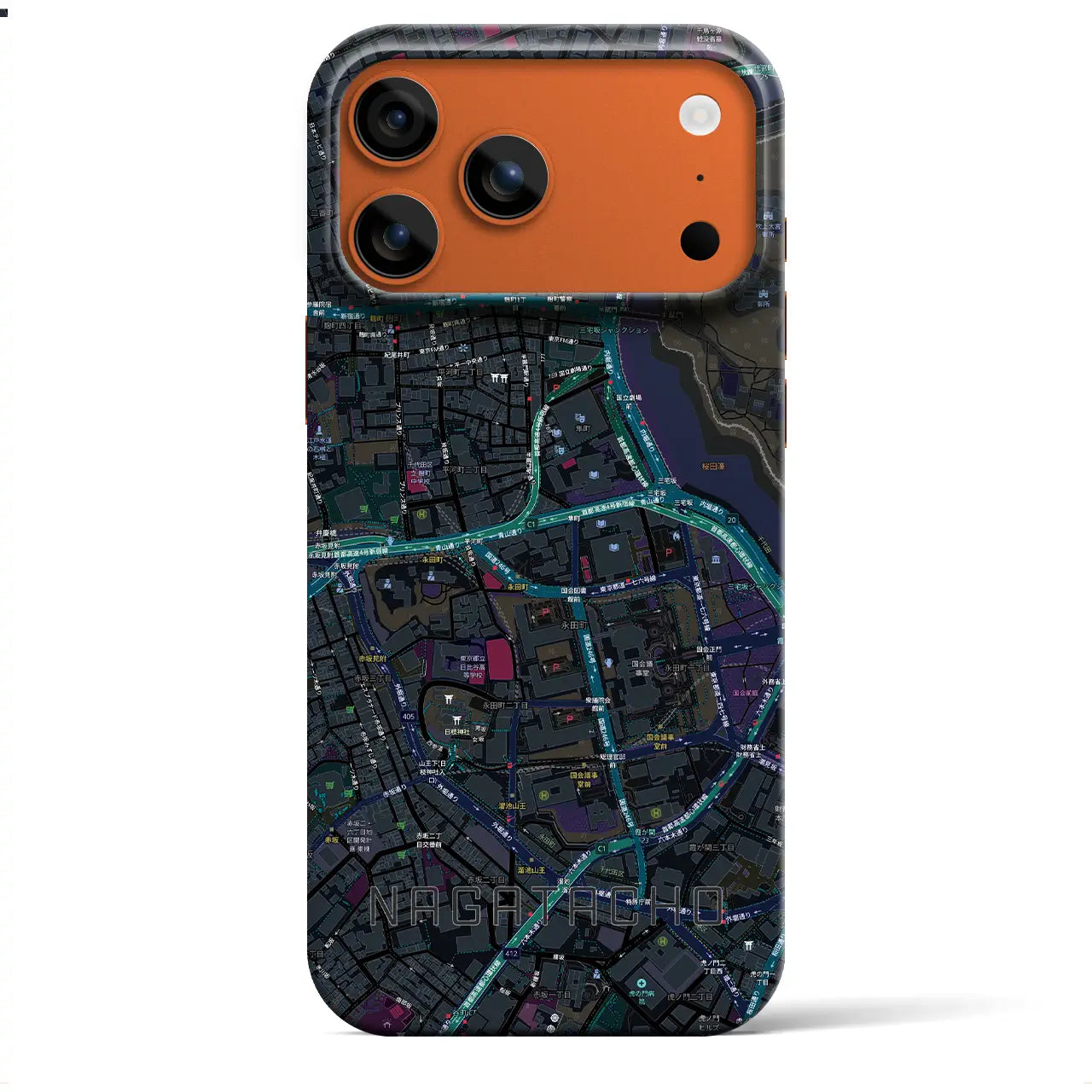 【永田町(東京都)】地図柄iPhoneケース(バックカバータイプ)