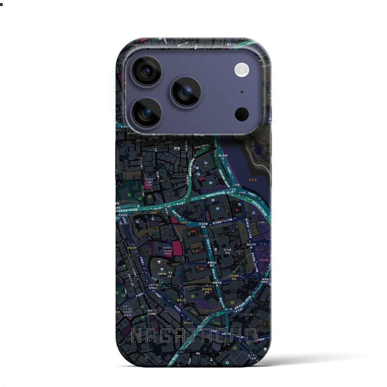 【永田町(東京都)】地図柄iPhoneケース(バックカバータイプ)