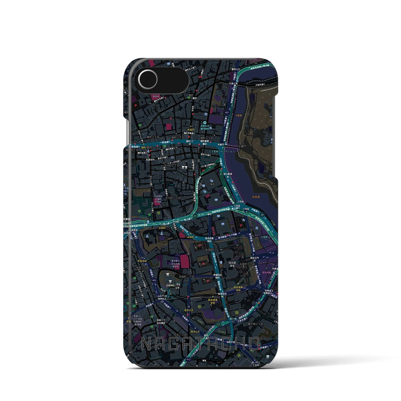 【永田町(東京都)】地図柄iPhoneケース(バックカバータイプ)