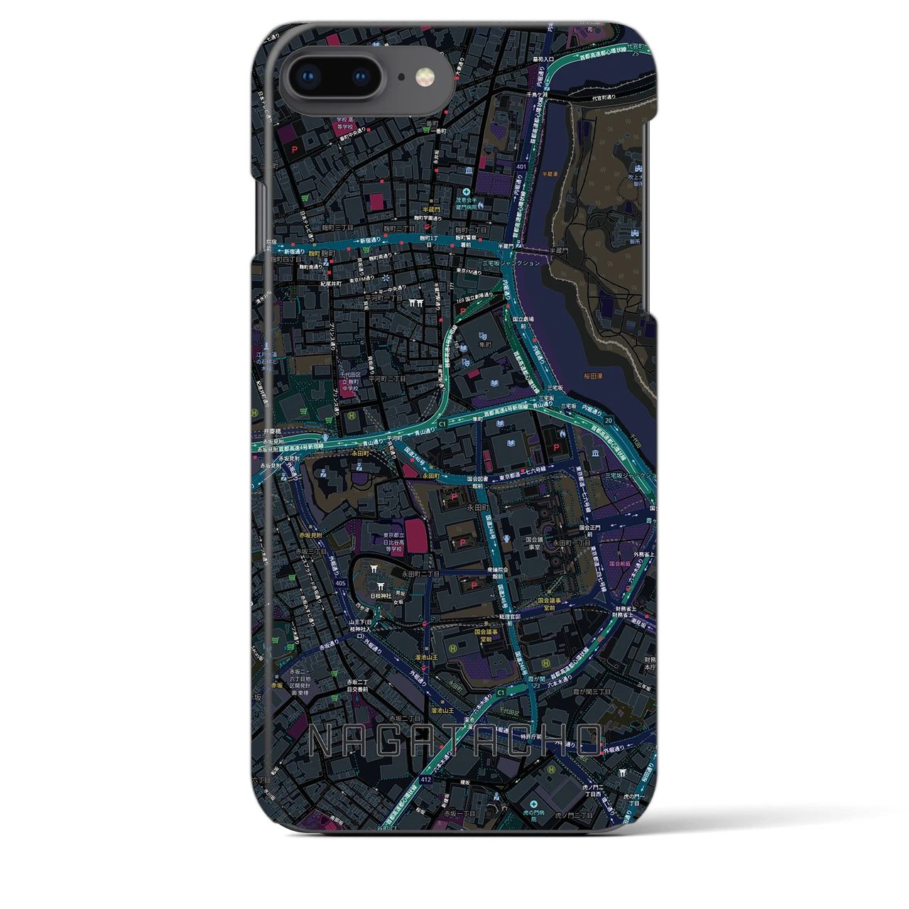 【永田町(東京都)】地図柄iPhoneケース(バックカバータイプ)